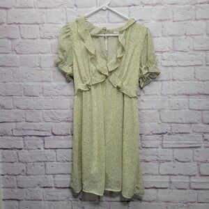 Love Tree Floral Babydoll Mini Dress Sz L Ruffled Boho Cottage Coquette Fairy